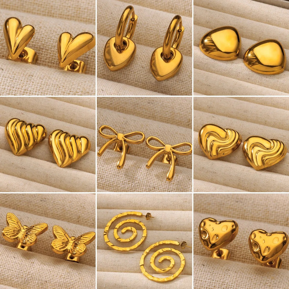 Minimalist Heart Stainless Steel Stud Earrings for Women Gold Color Geometric Aesthetic Earring Elegant Wedding Jewelry BFF