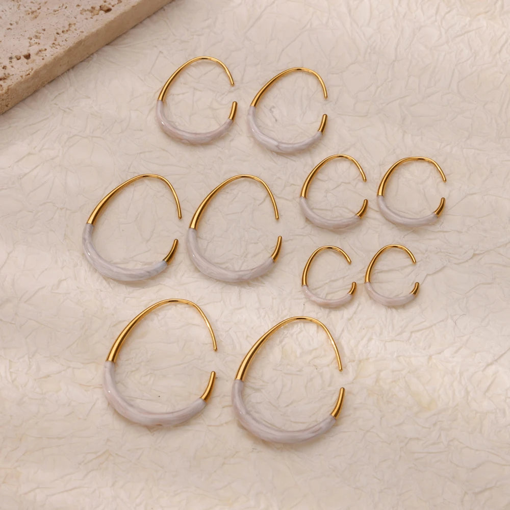 Vintage C-Shaped Patchwork Earrings for Women Gold Color Stainless Steel Stud Earrings Fashion Jewelry серьги Gift aretes New