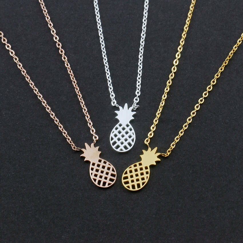 Trendy Mini Pineapple Stainless Steel Necklaces For Women Femme Chain Ananas Pendant Necklace 2023 Women Wedding Jewelry Bijoux