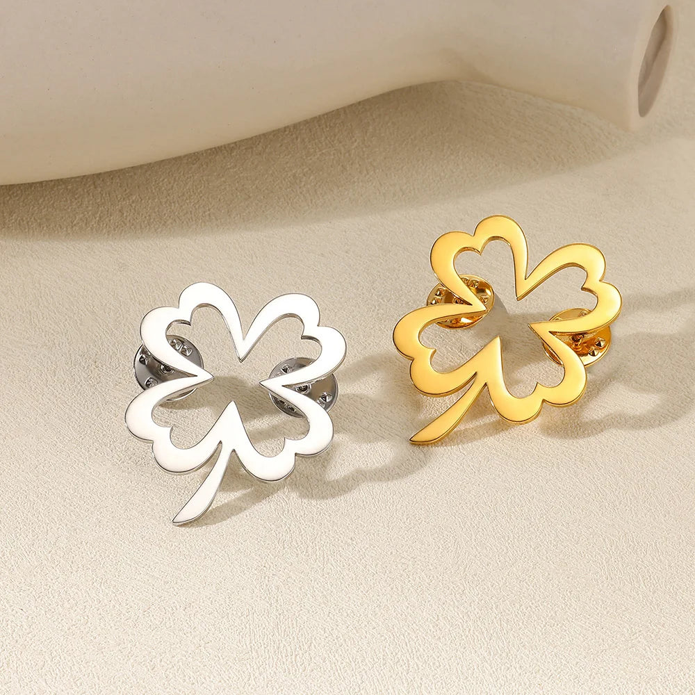 Classic Flower Fawn Brooch for Women Men Gold Color Stainless Steel Brooch Fashion Jewelry Birthday Gift pins