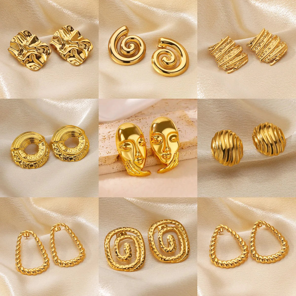Stainless Steel Earring for Women Gold Color HipHop Punk Earrings Vintage Waterproof Ear Piercing Jewelry Accessories Gift BFF