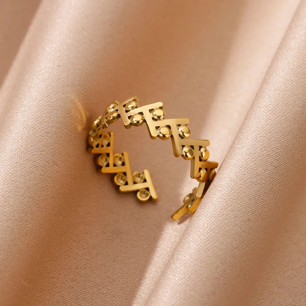Stainless Steel Geometric Rings For Women Gold Color Aesthetic Wedding Ring Trendy Jewelry Accessories Gift anillos mujer