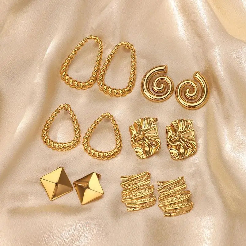 Stainless Steel Earring for Women Gold Color HipHop Punk Earrings Vintage Waterproof Ear Piercing Jewelry Accessories Gift BFF