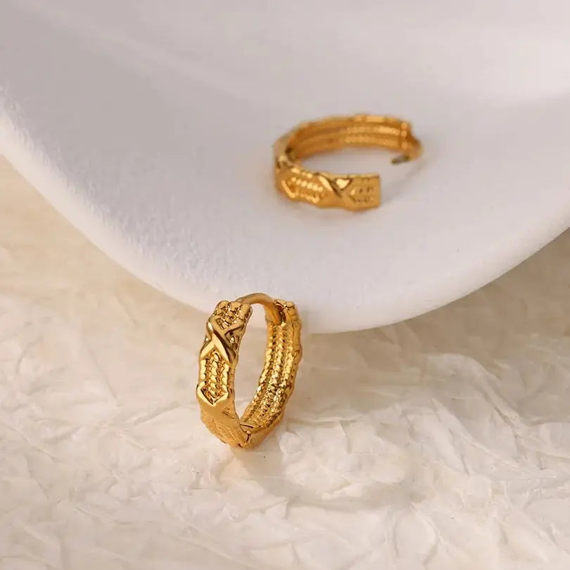 Irregular Minimalist Forked Stainless Steel Hoop Earring for Women Gold Color Wedding Aesthetic Earring Jewelry Gift BFF